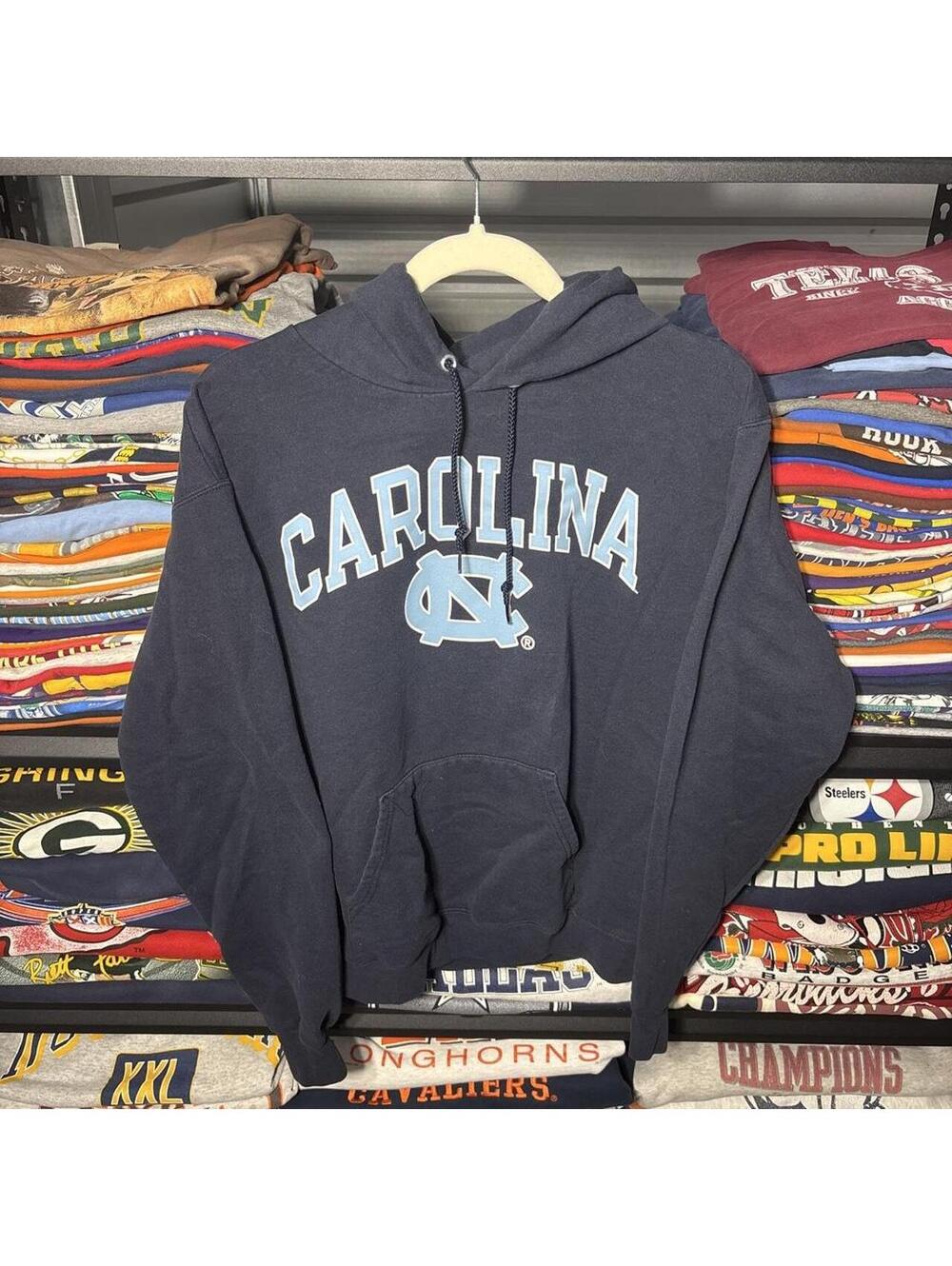 Vintage Y2K Champion Eco North Carolina UNC Tar Heels Hoodie Navy M